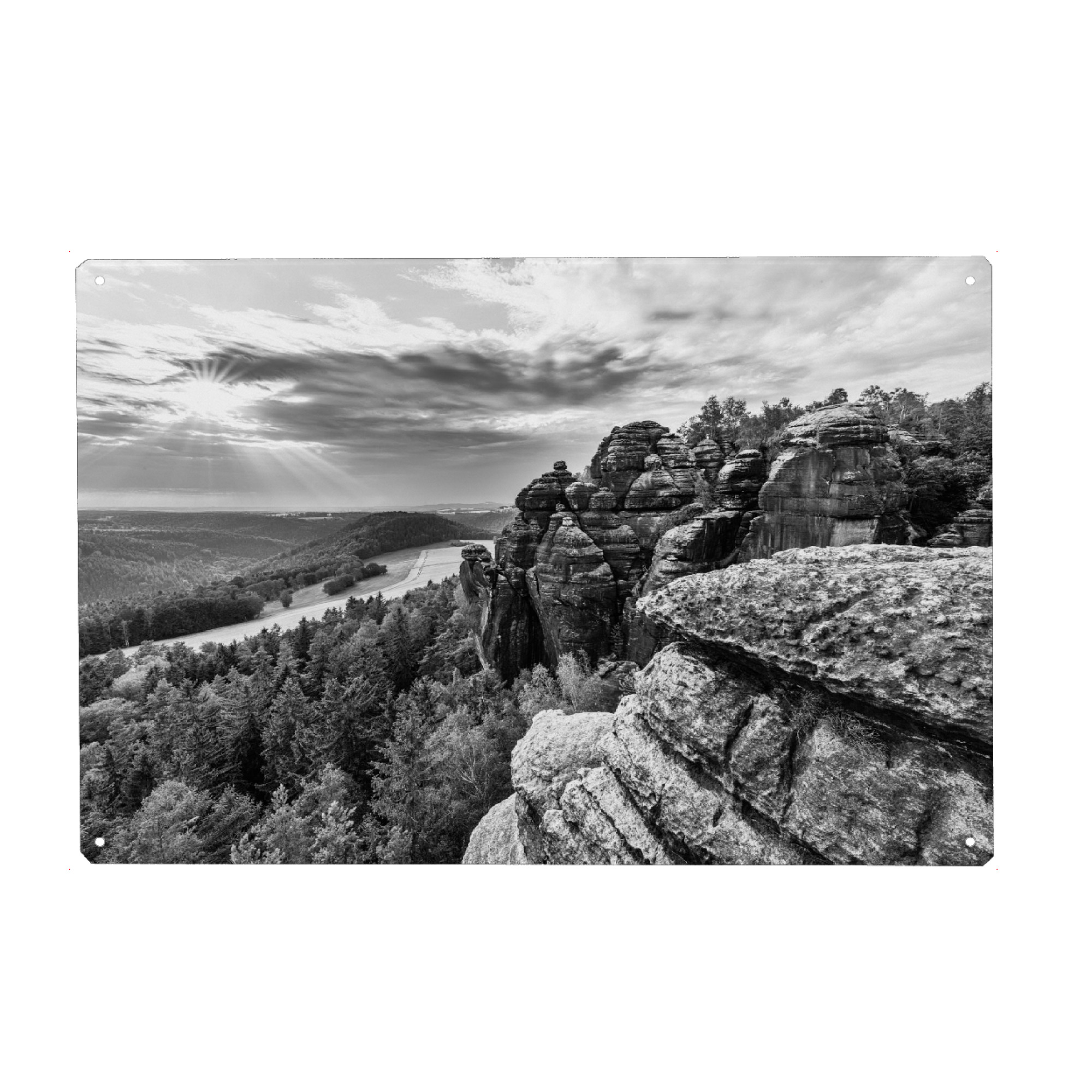 Metall Poster "Aussicht im Abendlicht" artboxONE - Natur,Reise,Schwarzweiß