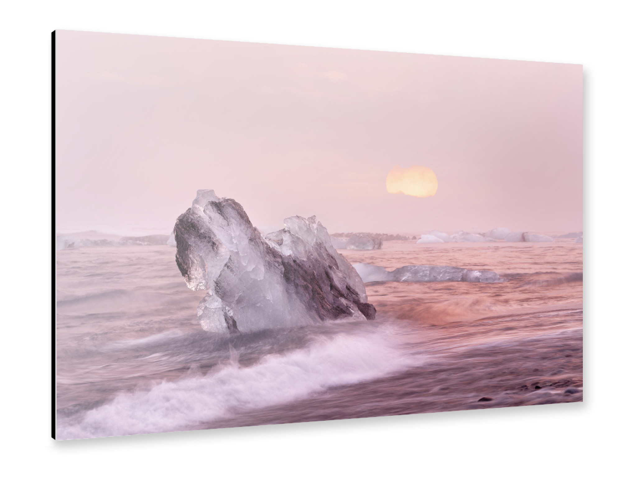 Alu-Dibond "Sonnenuntergang mit Eisblöcken" 75x50 cm artboxONE