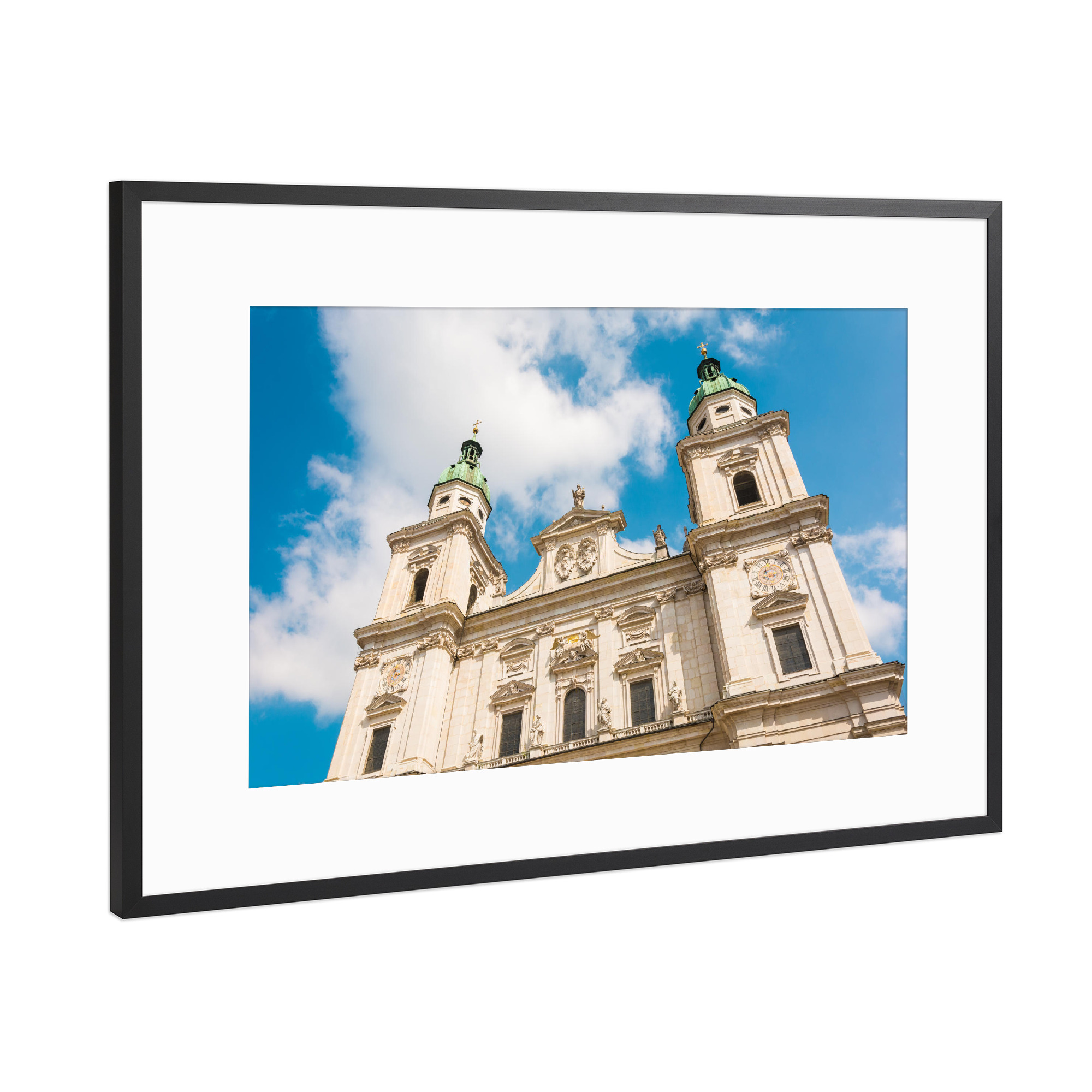 Poster mit Rahmen Schwarz (Metallic) "Dom in Salzburg unter Wolken" artboxONE - Städte - österreich,Stadt,Bauwerk,Europa