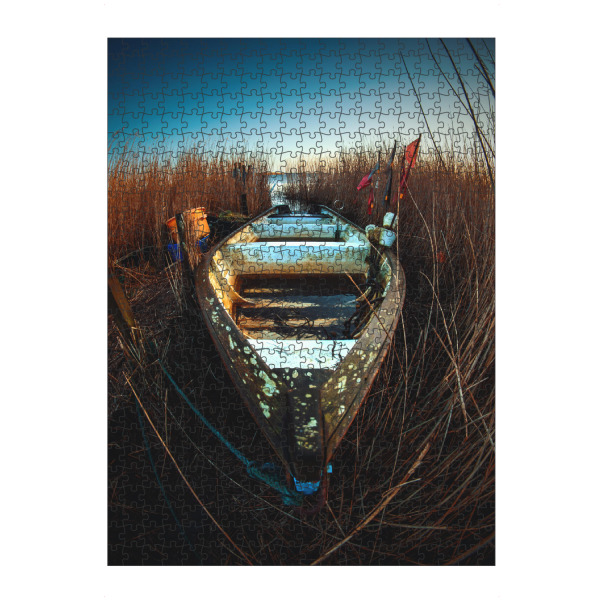 Puzzle Ravensburger "Boot im Schilf" artboxONE - Natur,Reise / Strand und Meer - Boot,See,Schilf,Angeln,Freizeit,Maritim,Schiff,Ufer - Bild boot