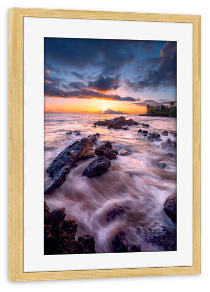 Poster mit Rahmen kiefer "Sonnenuntergang auf Maui" artboxONE - Natur,Reise / Strand und Meer