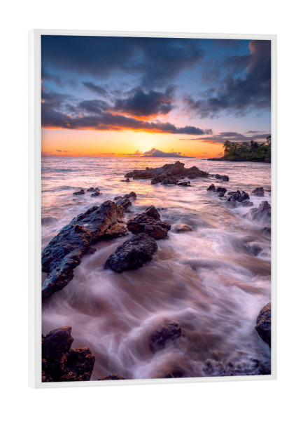 Poster mit weißem Rahmen "Sonnenuntergang auf Maui" artboxONE - Natur,Reise / Strand und Meer
