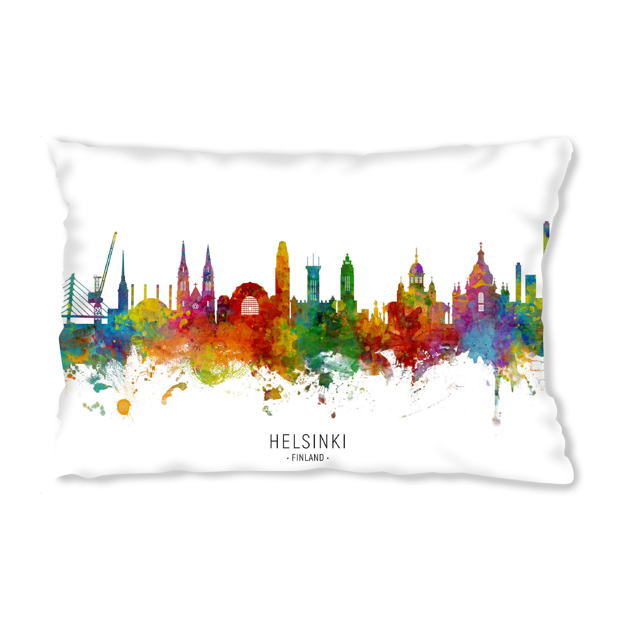 Design-Kissen "Helsinki Finland Skyline txt" artboxONE - Städte - Helsinki,Finland,Skyline,Cityscape,Stadtbild,Watercolor,Painting
