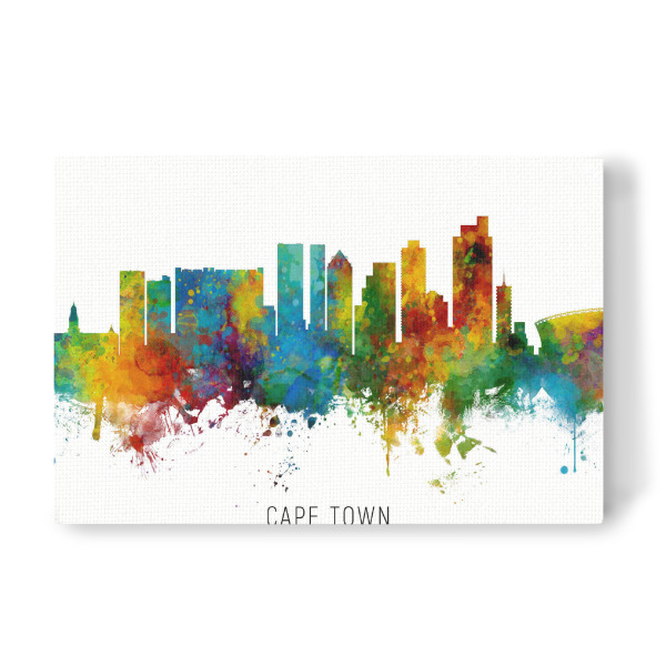 Leinwandbild "Cape Town South Africa Skyline txt" artboxONE - Städte - Cape town,South africa,Skyline,Cityscape,Stadtbild,Watercolor,Painting