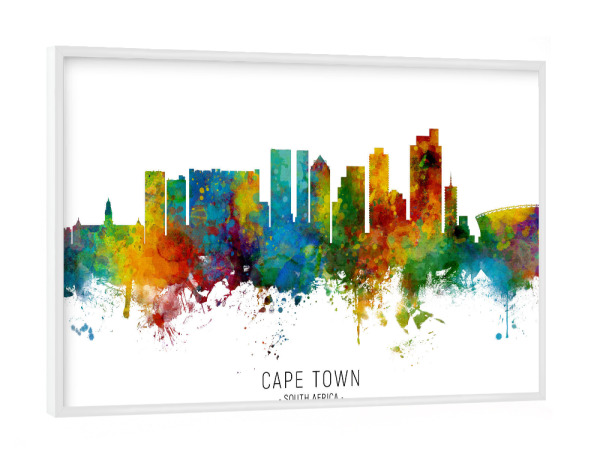 Poster mit weißem Rahmen "Cape Town South Africa Skyline txt" artboxONE - Städte