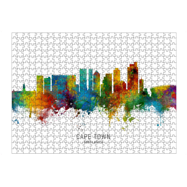 artboxONE Puzzle "Cape Town South Africa Skyline txt" artboxONE - Städte - Cape town,South africa,Skyline,Cityscape,Stadtbild,Watercolor,Painting