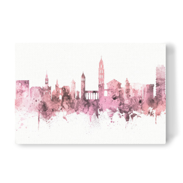 Leinwandbild "Split Croatia Skyline Rose Pink" artboxONE - Städte - Split,Croatia,Skyline,Cityscape,Stadtbild,Watercolor,Painting