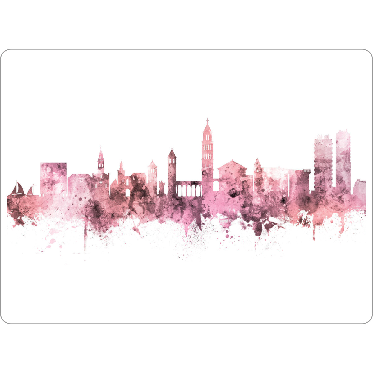 Tischset "Split Croatia Skyline Rose Pink" artboxONE - Städte - Split,Croatia,Skyline,Cityscape,Stadtbild,Watercolor,Painting - Bild split