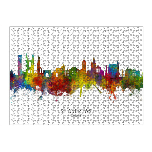 artboxONE Puzzle "St Andrews Scotland Skyline txt" artboxONE - Städte - St andrews,Scotland,Skyline,Cityscape,Stadtbild,Watercolor,Painting