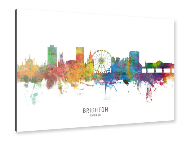 Alu-Dibond "Brighton England Skyline txt" 30x20 cm artboxONE