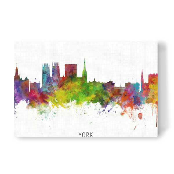 Leinwandbild "York England Skyline txt" artboxONE - Städte - York,England,Skyline,Cityscape,Stadtbild,Watercolor,Painting
