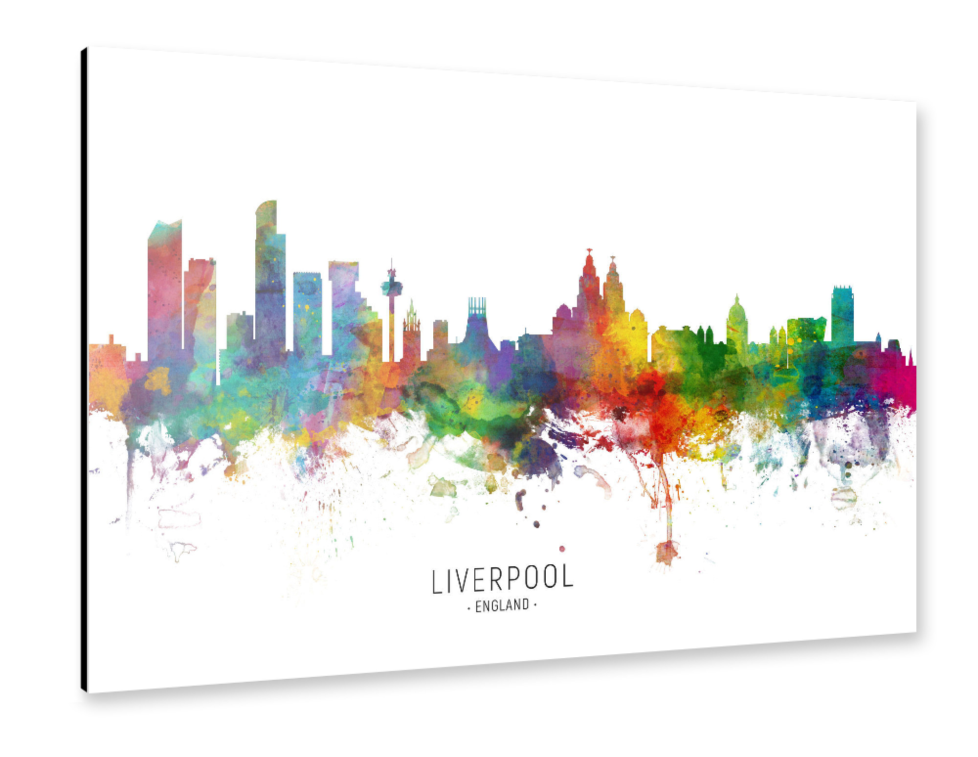 Alu-Dibond "Liverpool England Skyline txt" 75x50 cm artboxONE
