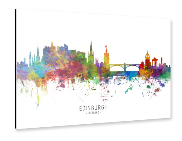 Alu-Dibond "Edinburgh Scotland Skyline txt" 30x20 cm artboxONE