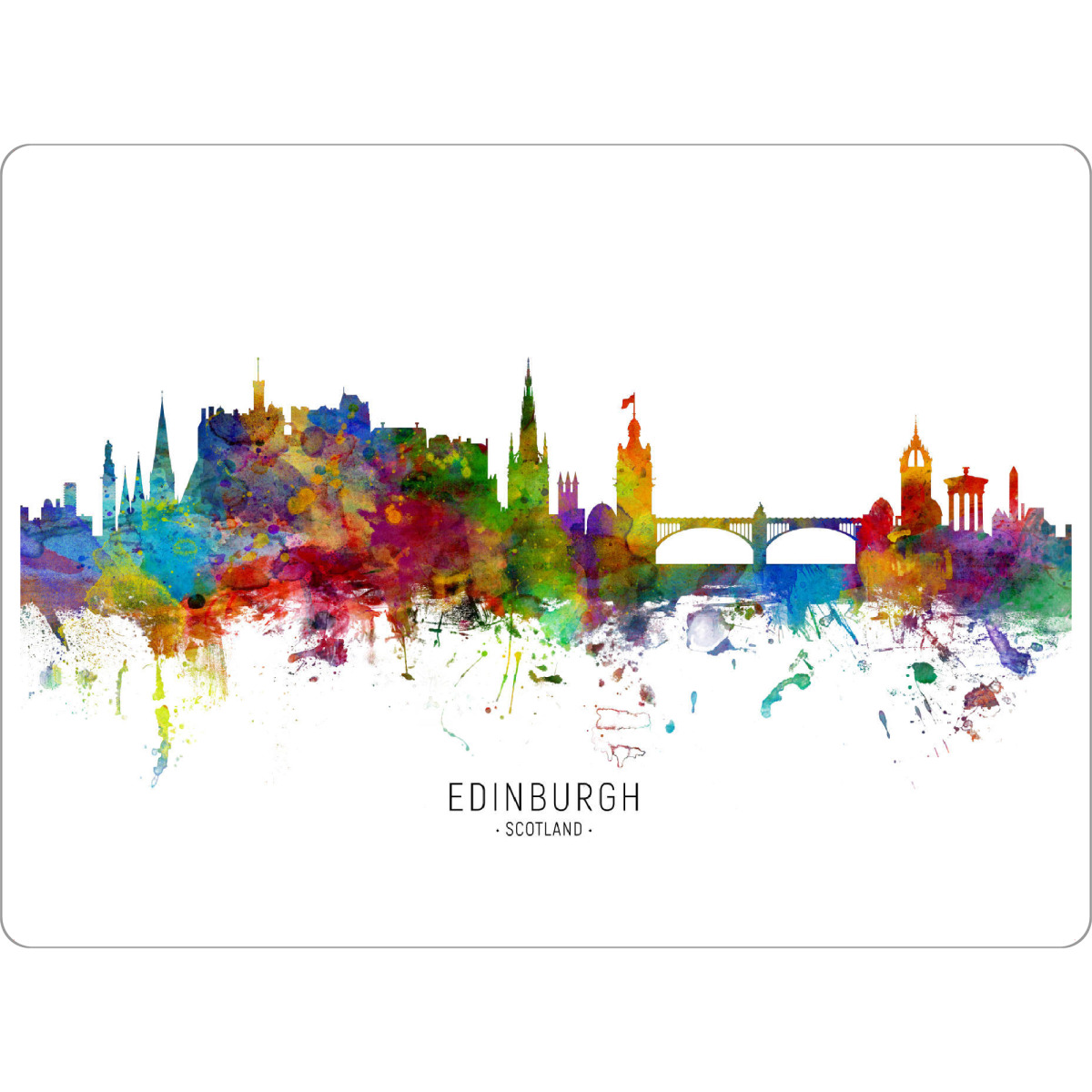 Tischset "Edinburgh Scotland Skyline txt" artboxONE - Städte - Edinburgh,Scotland,Skyline,Cityscape,Stadtbild,Watercolor,Painting - Bild edinburgh