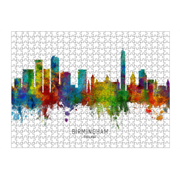 artboxONE Puzzle "Birmingham England Skyline txt" artboxONE - Städte - Birmingham,England,Skyline,Cityscape,Stadtbild,Watercolor,Painting