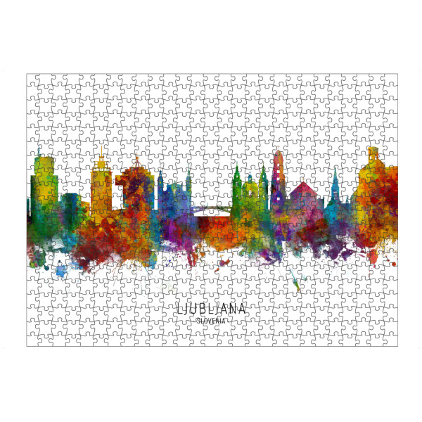 artboxONE Puzzle "Ljubljana Slovenia Skyline txt" artboxONE - Städte - Ljubljana,Slovenia,Skyline,Cityscape,Stadtbild,Watercolor,Painting