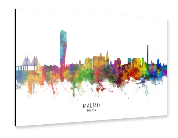Alu-Dibond "Malmo Sweden Skyline txt" 30x20 cm artboxONE