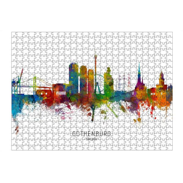 artboxONE Puzzle "Gothenburg Sweden Skyline txt" artboxONE - Städte - Gothenburg,Sweden,Skyline,Cityscape,Stadtbild,Watercolor,Painting