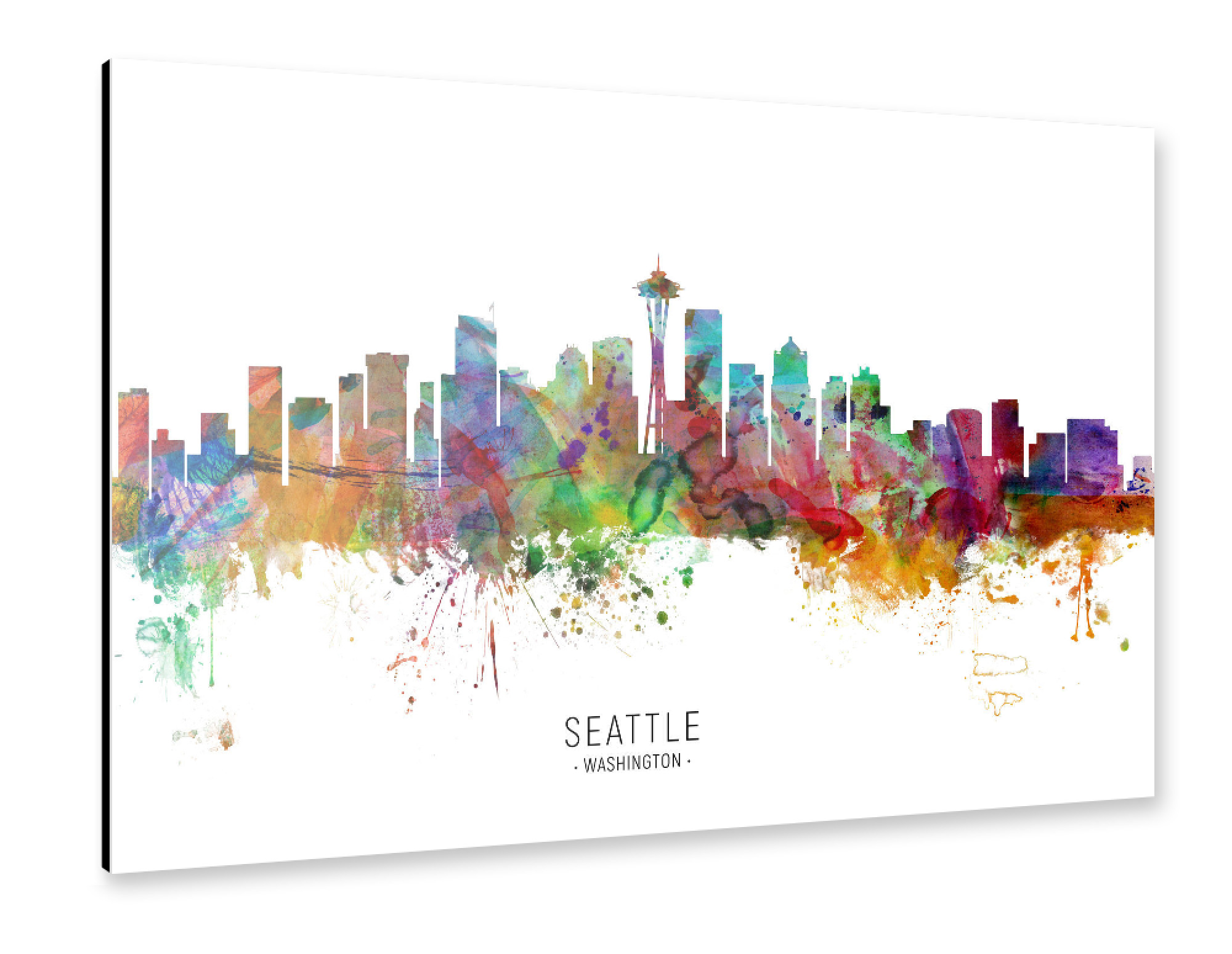 Alu-Dibond "Seattle Washington Skyline txt" 30x20 cm artboxONE