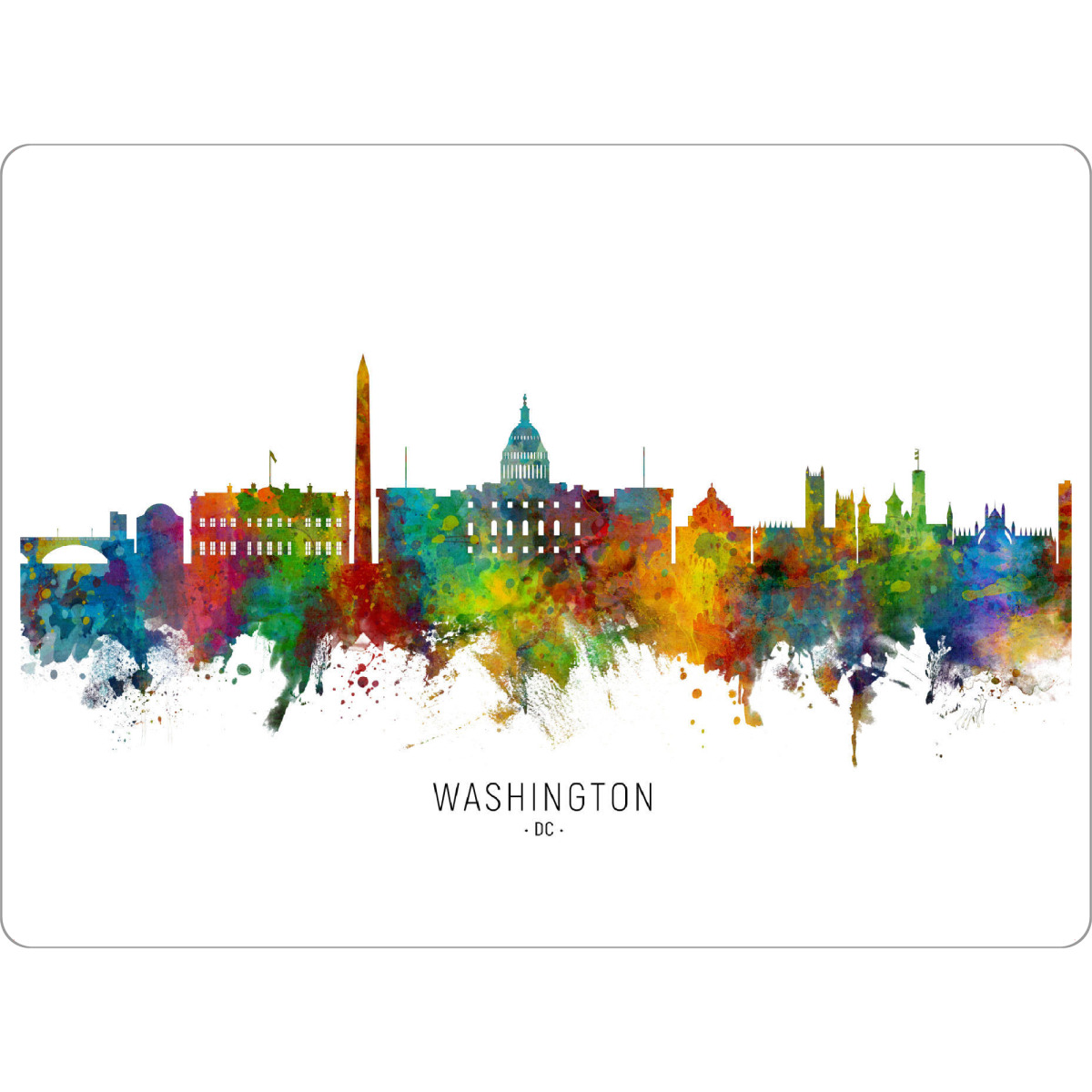 Tischset "Washington DC Skyline txt" artboxONE - Städte / Washington - Washington,Dc,Skyline,Cityscape,Stadtbild,Watercolor,Painting