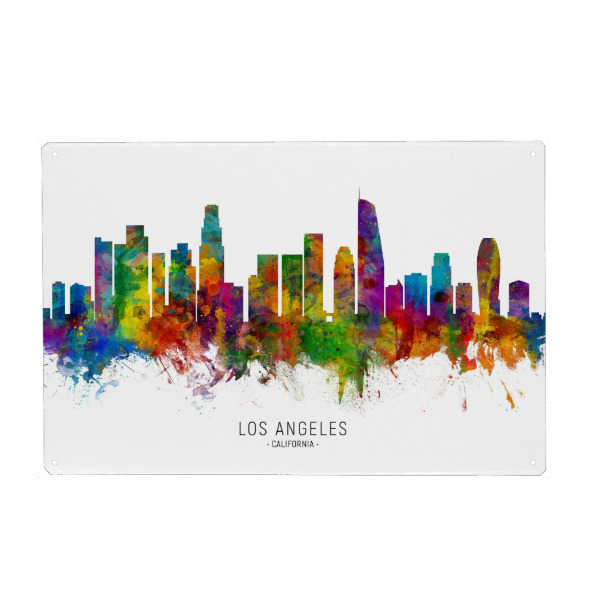 Holzbild "Los Angeles California Skyline txt" artboxONE - Städte / Los Angeles