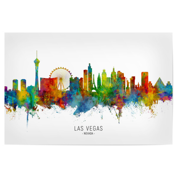 Poster 30x20 cm "Las Vegas Nevada Skyline txt" artboxONE - Städte / Las Vegas - Las vegas,Nevada,Skyline,Cityscape,Stadtbild,Watercolor,Painting