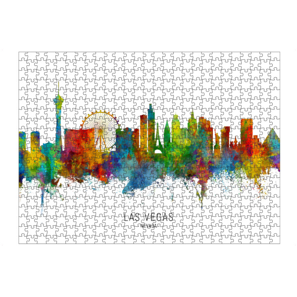 Puzzle Ravensburger "Las Vegas Nevada Skyline txt" artboxONE - Städte / Las Vegas - Las vegas,Nevada,Skyline,Cityscape,Stadtbild,Watercolor,Painting