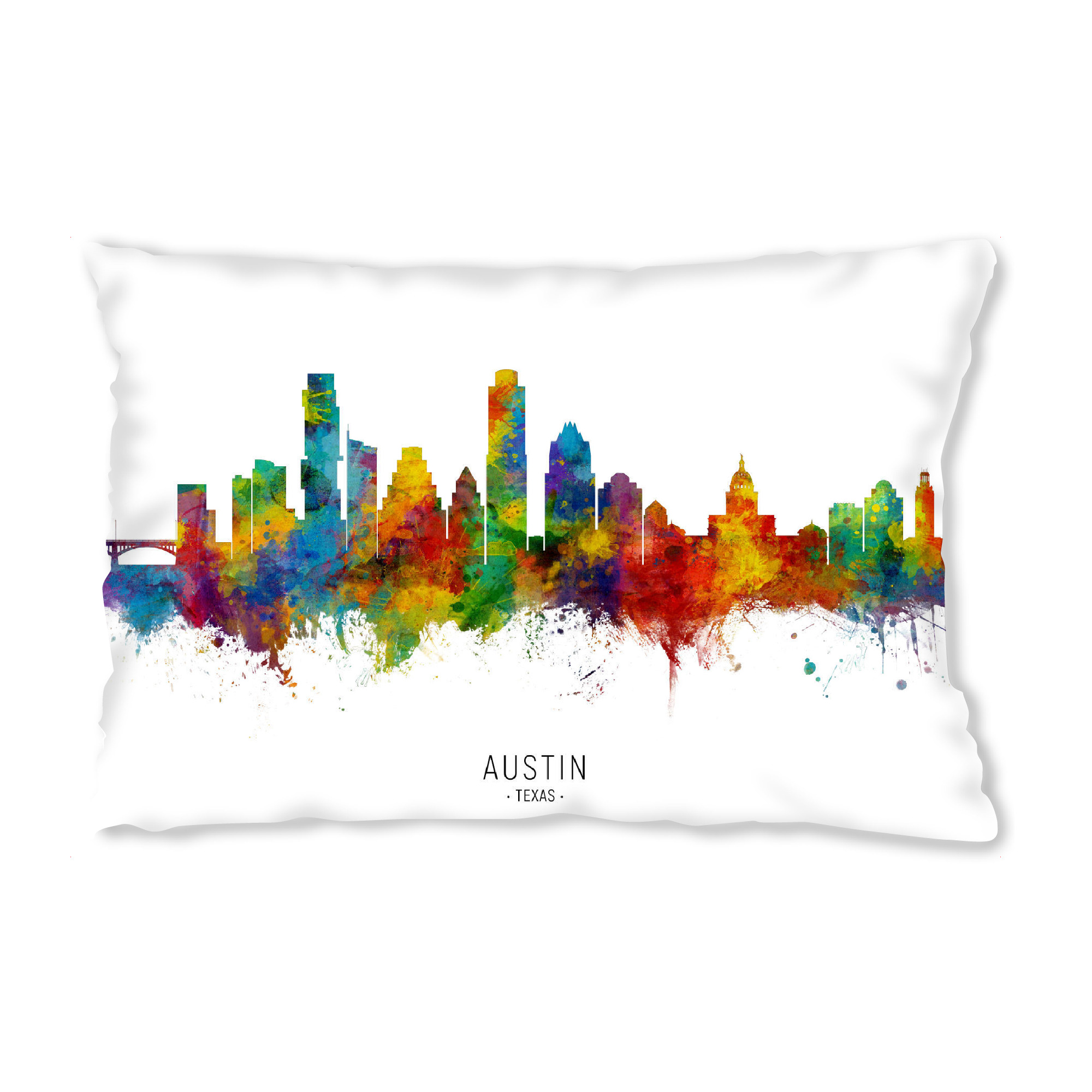 Design-Kissen "Austin Texas Skyline txt" artboxONE - Städte - Austin,Texas,Skyline,Cityscape,Stadtbild,Watercolor,Painting - Bild austin