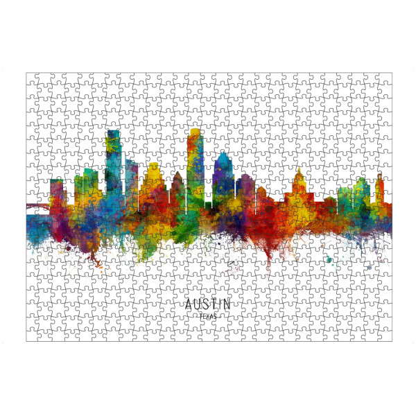artboxONE Puzzle "Austin Texas Skyline txt" artboxONE - Städte - Austin,Texas,Skyline,Cityscape,Stadtbild,Watercolor,Painting - Bild austin