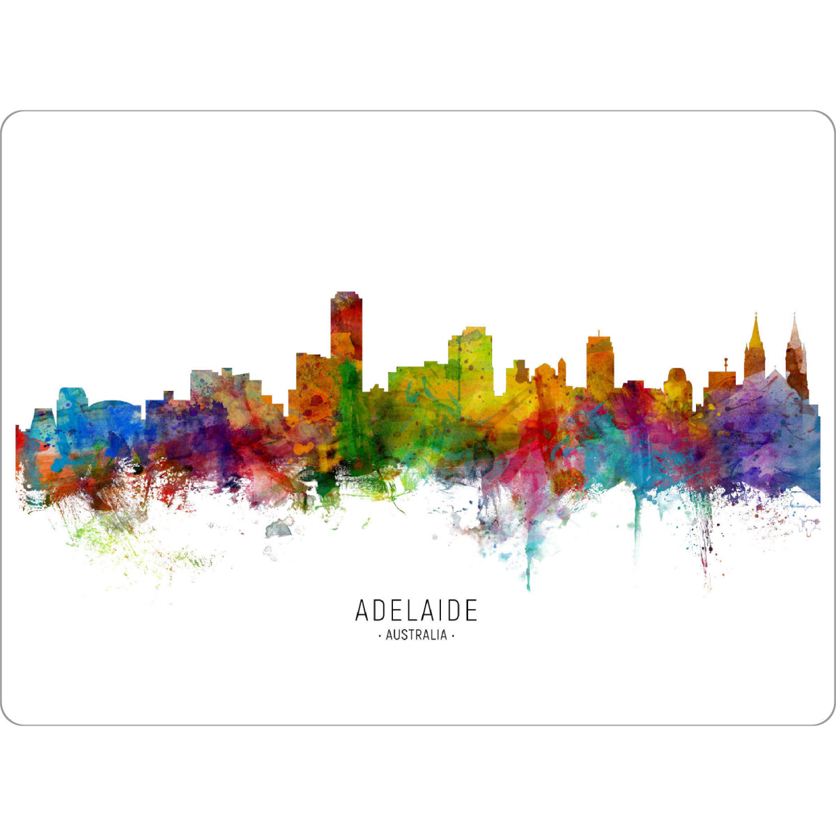 Tischset "Adelaide Australia Skyline txt" artboxONE - Städte - Adelaide,Australia,Skyline,Cityscape,Stadtbild,Watercolor,Painting - Bild adelaide