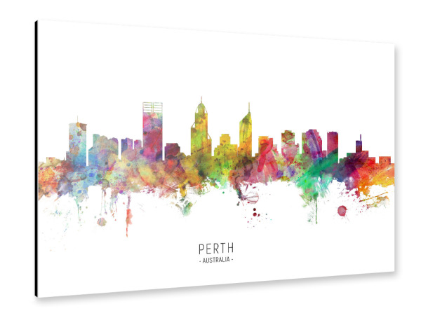 Alu-Dibond "Perth Australia Skyline txt" 30x20 cm artboxONE