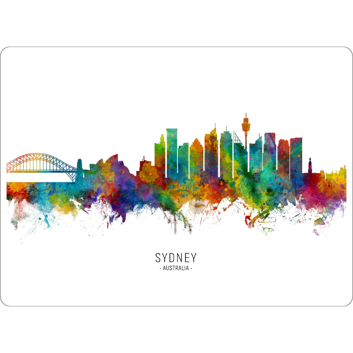 Tischset "Sydney Australia Skyline txt" artboxONE - Städte / Sydney - Sydney,Australia,Skyline,Cityscape,Stadtbild,Watercolor,Painting - Bild sydney