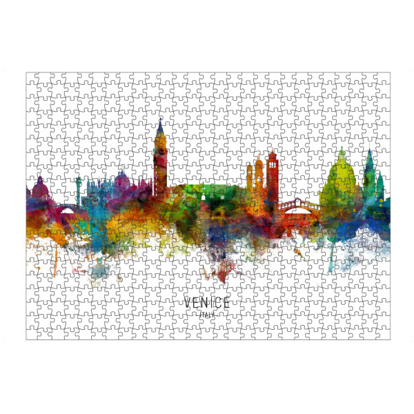 Puzzle Ravensburger "Venice Italy Skyline txt" artboxONE - Städte / Venedig - Venice,Italy,Skyline,Cityscape,Stadtbild,Watercolor,Painting