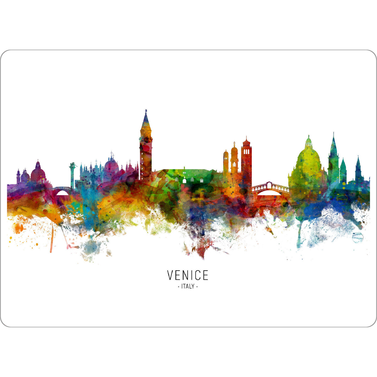 Tischset "Venice Italy Skyline txt" artboxONE - Städte / Venedig - Venice,Italy,Skyline,Cityscape,Stadtbild,Watercolor,Painting - Bild venice