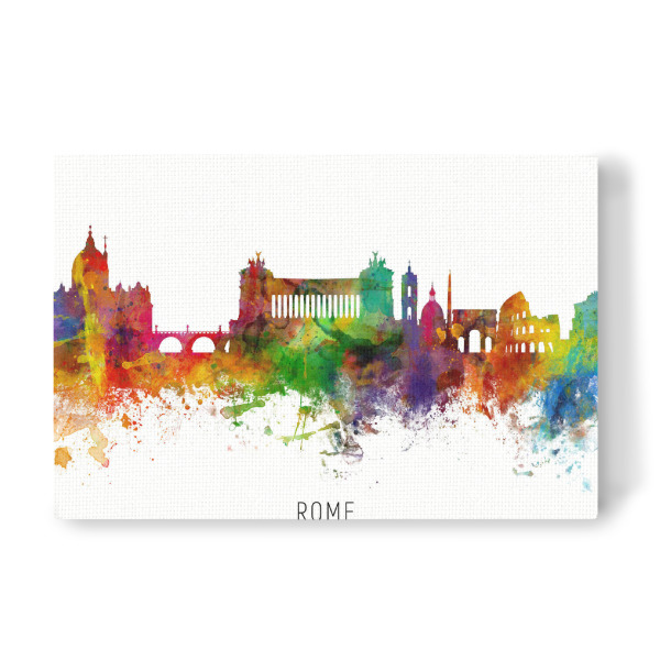 Leinwandbild "Rome Italy Skyline txt" artboxONE - Städte / Rom - Rome,Italy,Skyline,Cityscape,Stadtbild,Watercolor,Painting