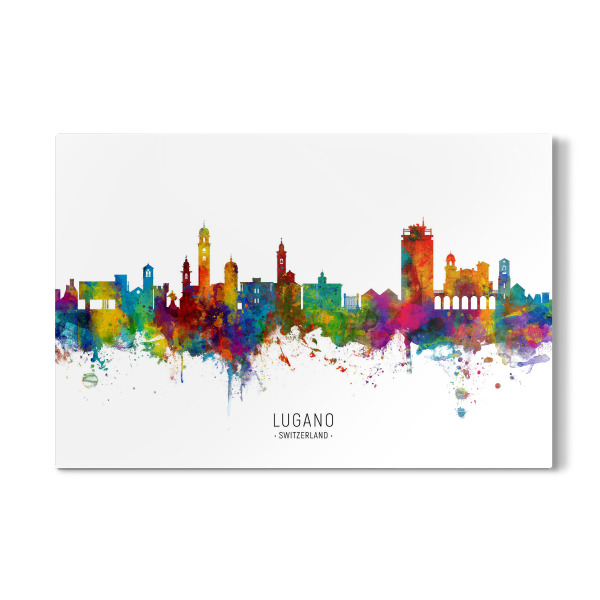 Galerie-Print "Lugano Switzerland Skyline txt" 30x20 cm artboxONE