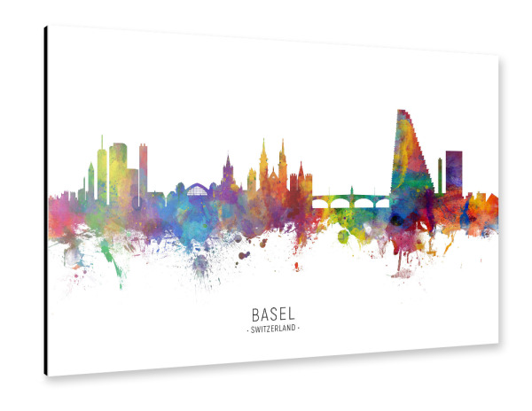Alu-Dibond "Basel Switzerland Skyline txt" 30x20 cm artboxONE