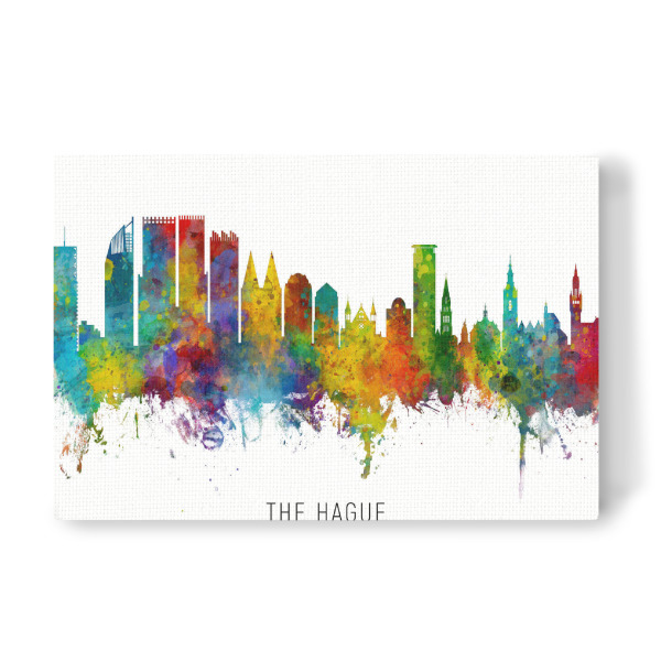 Leinwandbild "The Hague Netherlands Skyline txt" artboxONE - Städte - The hague,Netherlands,Skyline,Cityscape,Stadtbild,Watercolor,Painting