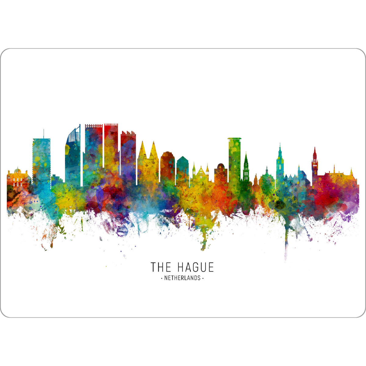 Tischset "The Hague Netherlands Skyline txt" artboxONE - Städte - The hague,Netherlands,Skyline,Cityscape,Stadtbild,Watercolor,Painting