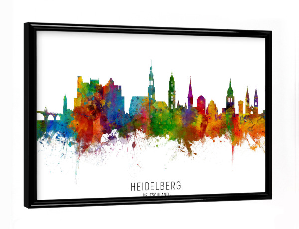 Poster mit schwarzem Rahmen "Heidelberg Germany Skyline txt" artboxONE - Städte