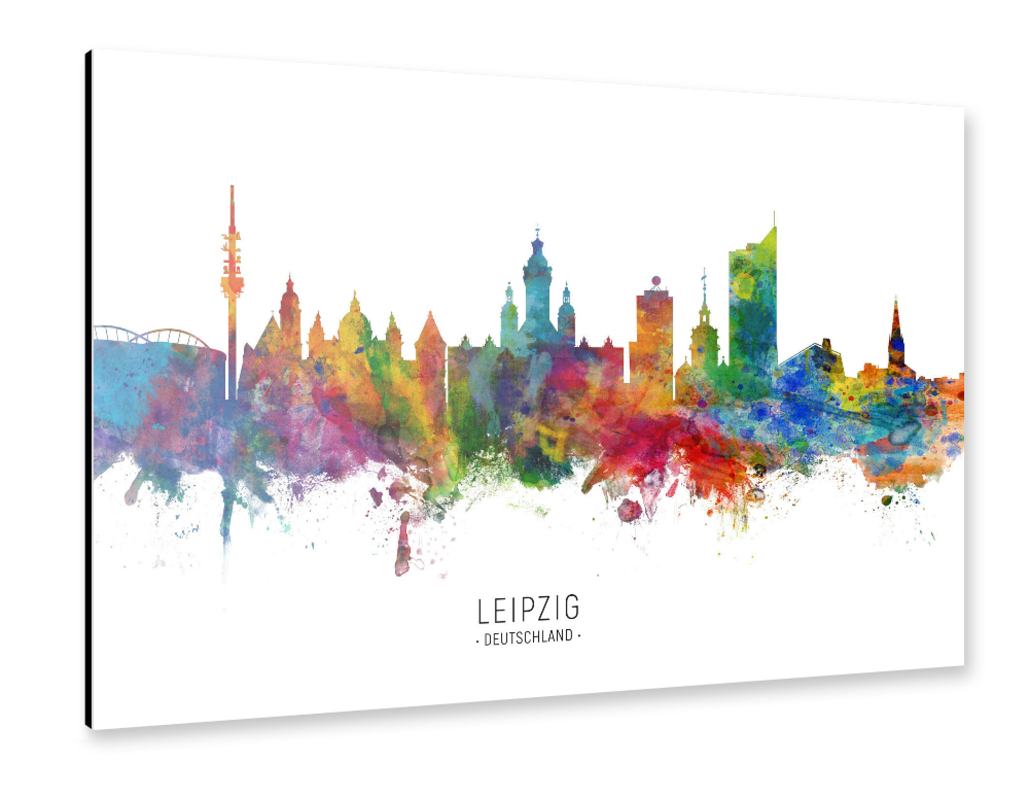Alu-Dibond "Leipzig Germany Skyline txt" 75x50 cm artboxONE