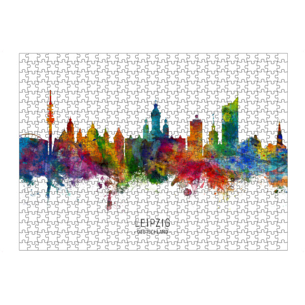 artboxONE Puzzle "Leipzig Germany Skyline txt" artboxONE - Städte - Leipzig,Deutschland,Skyline,Cityscape,Stadtbild,Watercolor,Painting