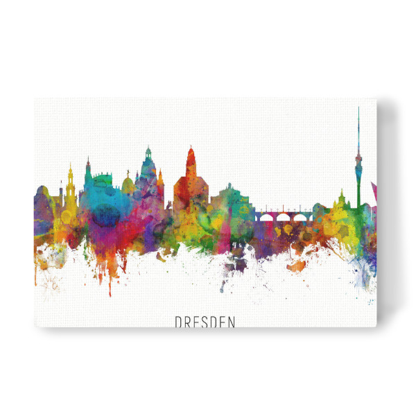 Leinwandbild "Dresden Germany Skyline txt" artboxONE - Städte / Dresden - Dresden,Deutschland,Skyline,Cityscape,Stadtbild,Watercolor,Painting