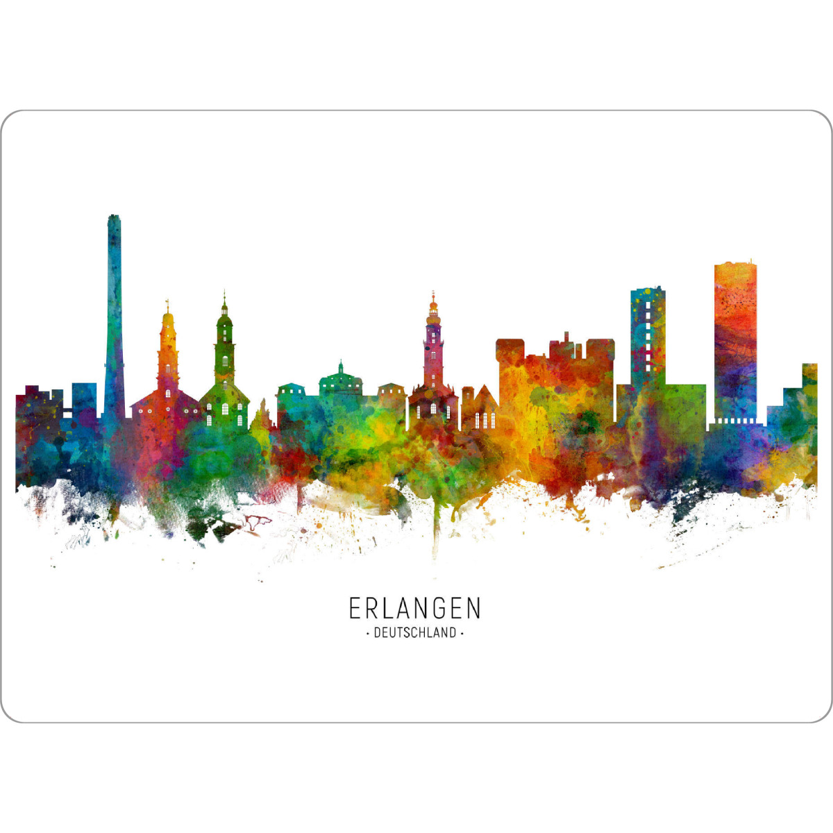 Tischset "Erlangen Germany Skyline txt" artboxONE - Städte - Erlangen,Deutschland,Skyline,Cityscape,Stadtbild,Watercolor,Painting - Bild erlangen