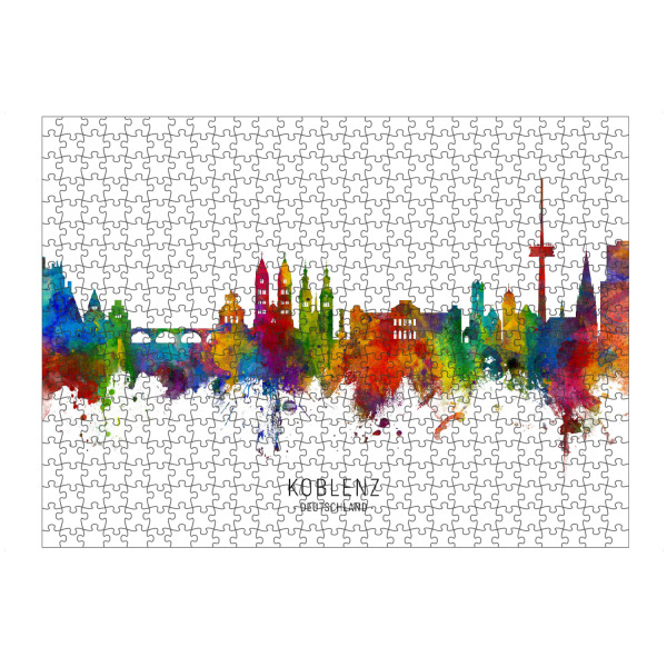 Puzzle Ravensburger "Koblenz Germany Skyline txt" artboxONE - Städte - Koblenz,Deutschland,Skyline,Cityscape,Stadtbild,Watercolor,Painting