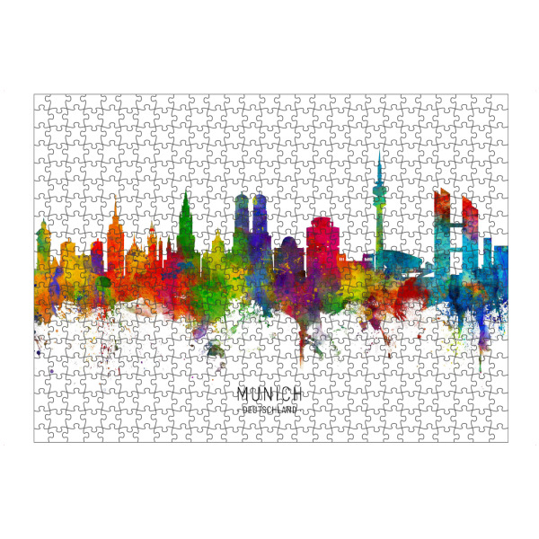 Puzzle Ravensburger "Munich Germany Skyline txt" artboxONE - Städte / München - Munich,Germany,Skyline,Cityscape,Stadtbild,Watercolor,Painting