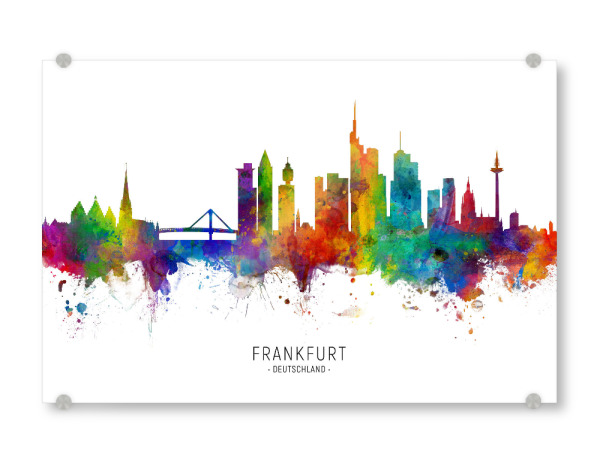 Acrylglasbild "Frankfurt Germany Skyline txt" artboxONE - Städte / Frankfurt - Frankfurt,Germany,Skyline,Cityscape,Stadtbild,Watercolor,Painting