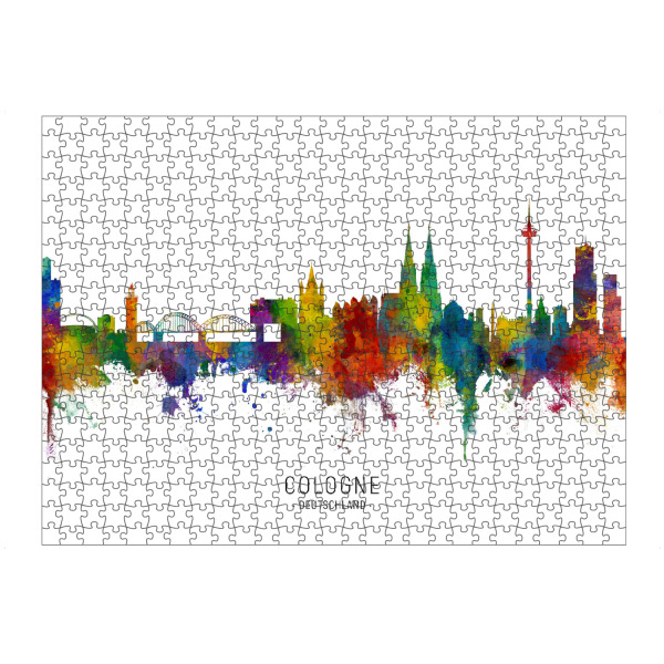 artboxONE Puzzle "Cologne Germany Skyline txt" artboxONE - Städte / Köln - Cologne,Germany,Skyline,Cityscape,Stadtbild,Watercolor,Painting