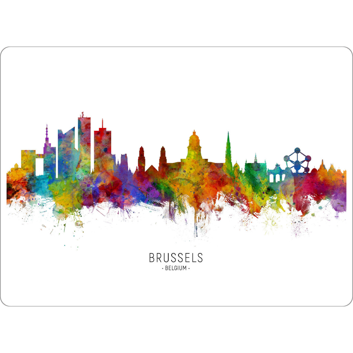 Tischset "Brussels Belgium Skyline txt" artboxONE - Städte - Brussels,Belgium,Skyline,Cityscape,Stadtbild,Watercolor,Painting - Bild brussels