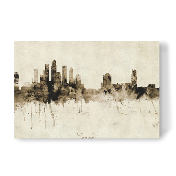 Leinwandbild "Tampa Florida Skyline Sepia" artboxONE - Städte - Tampa,Florida,Skyline,Cityscape,Stadtbild,Watercolor,Painting